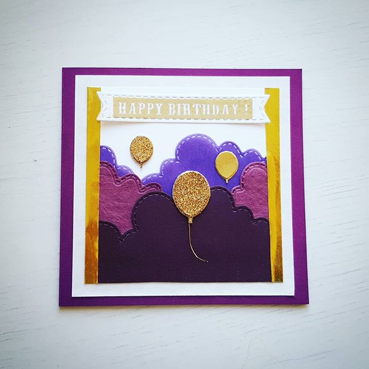 Image: Happy Birthday-card, golden balloons